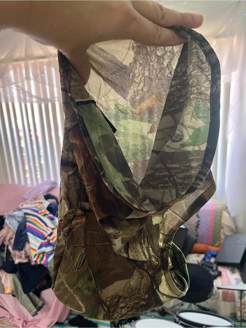 Realtree Camo Balaclava Hood Leaf Print Hardwood Lightweight Summer Hunting